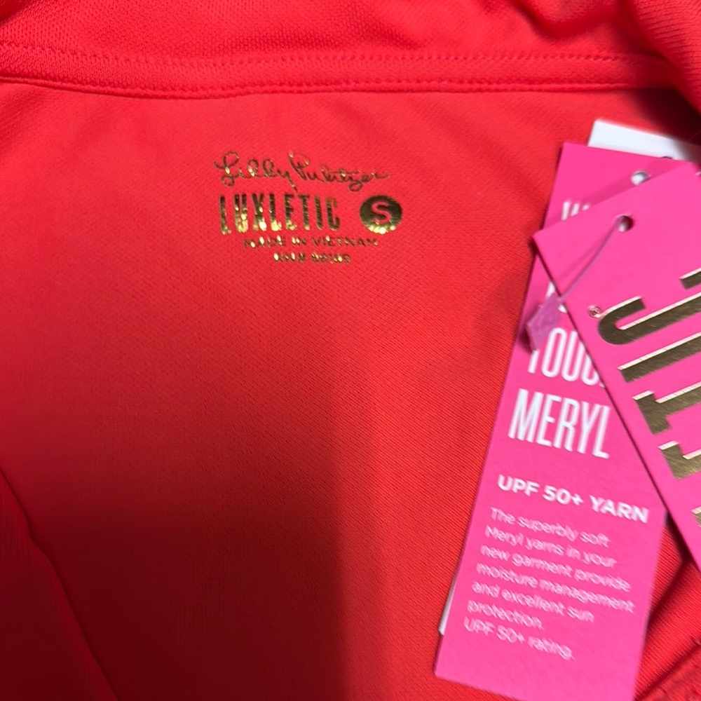 Lilly Pulitzer Luxletic Coral Polo Top